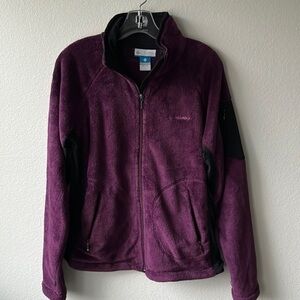 Columbia jacket polyester deep purple size Large Women's fuzzy cozy zip up